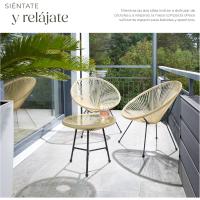 Exterior de Acero, Estilo Acapulco, 2 Sillas y 1 Mesa con Cristal, Mesa y Sillas de Terraza Resistentes a la Intemperie, Topes en Patas, para Interior y Exterior - beige - details 6