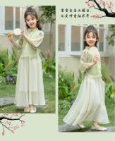 Conjunto de ropa de verano y Tang para niña, vestido de manga corta de estilo occidental, estilo antiguo chino, Hanfu para niño grande 2025 - details 13