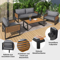 Juego de Exteriores de Jardín Marco de Hierro Galvanizado Mesa de Comedor de 4 Piezas - details 10