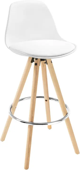 Taburete de Bar con Respaldo Marco de Madera Maciza Imitación de Cuero - 1
