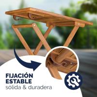 Conjunto Muebles de Balcón 3 Mesa 2 Sillas Plegables Juego Completo Jardín Terraza Madera Acacia - details 5