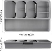 Organizador de Cajón de Cocina Expandible Bandeja de Plástico Compacta para Utensilios - details 1
