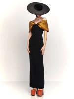 Elegante Vestido de Satén con Detalles de Parche Vestido Largo con Espalda Descubierta y Hombros Fuera Vestido de Fiesta de Moda para Mujeres - details 8