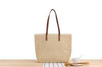 Bolso de un hombro de hierba para mujer, tejido japonés y coreano, Simple, Color sólido, ocio, vacaciones, diario, nuevo - details 0