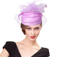 Sombreros rojos de iglesia de boda para mujer, tocado con velo de plumas, elegante, Derby, 2024 - details 15