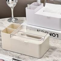 Caja de toallas de papel multifuncional a prueba de polvo, caja de almacenamiento de escritorio de plástico de diseño Simple, dispensador de servilletas impermeable para sala de estar - details 7