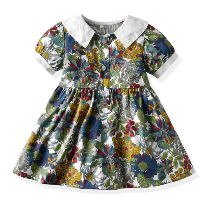 Traje Hermanos 2025 verano, niños y niñas pastoral de manga corta, camisa floral, mono y pantalones cortos. - 1
