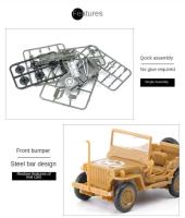 Rompecabezas de coches todoterreno DIY WW2, modelos de plástico 3D, Kits de bloques de construcción para adolescentes y adultos, fuerzas militares de EE. UU., Willys Jeep, 1/48 - details 2