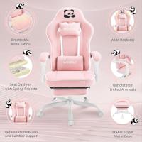 Silla de Oficina de Metal con Respaldar y Soporte Lumbar Asiento Amplio y Lleno de Cojín, Diseño de Malla Gris, GS11gr - details 47