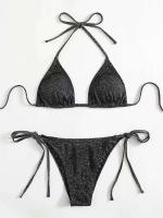 Conjunto sexy brillante, traje de baño triangular de dos piezas para mujer, bikini de verano, nuevo traje de playa, bikini push-pull - details 8