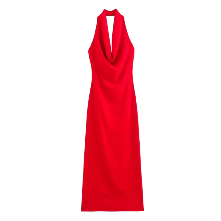 Vestido Chic Midi sin Mangas Estilo Vintage para Mujer Cierre de Crema y Apertura en la Espalda Elegante - 1
