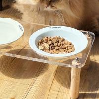 Cuenco individual/doble para gatos con soporte acrílico, protege la columna Cervical, cuenco de cerámica antiderrames para comida de mascotas, antivómitos, antideslizante - details 8