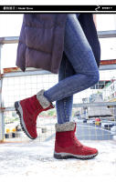 Algodón para el invierno del norte, botas de nieve cálidas y de suela gruesa con forro polar añadido, zapatos altos de cuero para mujer en tallas 35-42 - details 10