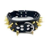 Collar de cuero con tachuelas para perro, correa de cuero adecuada para perros grandes, antimordeduras - details 14