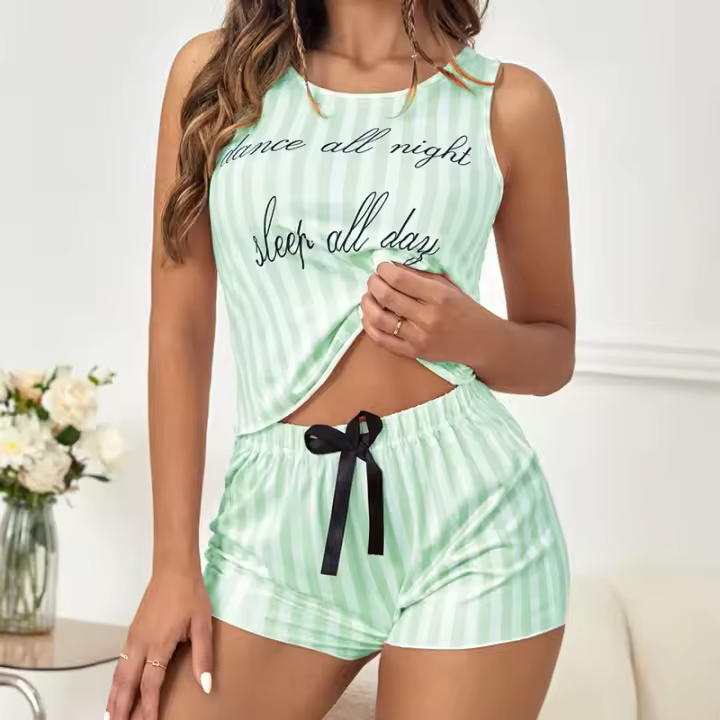Nuevas Pijamas de Verano para Damas Conjunto de Ropa de Casa de Estampado - 1