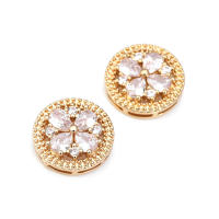 Alta calidad, latón de Color oro de 18K y circonita, botones redondos para ropa, fabricación de joyas, accesorios Diy - details 10