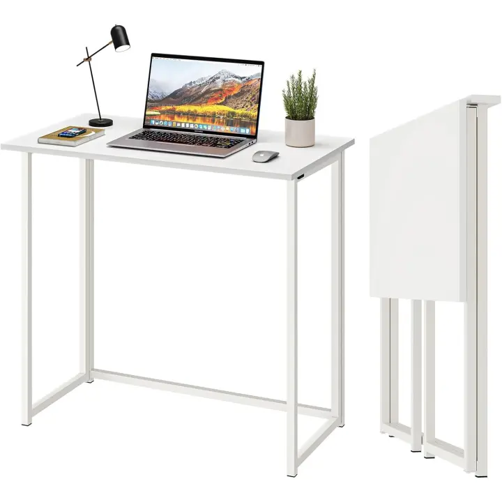 Mesa Escritorio Plegable, Mesa Ordenador, Compacto sin ensamblaje, Mesa de Estudio para Casa Oficina, Escritorio para computadora Manualidades, Blanca, 80 x 45 x 74 cm - 1