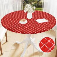 Olanli Redonda Mesa de comedor de cocina de boda marroquí impermeable y resistente al calor mantel de PVC de 60 pulgadas - details 16