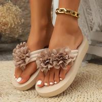 2025 Chanclas con decoración de flores a la moda para mujer, zapatillas de plataforma antideslizantes para playa de verano, Sandalias planas ligeras con suela de EVA para mujer 36-43 - details 5