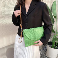 Bolso cruzado de hombro tejido de paja para mujer, bolso de mano de playa, bolsos de sobre hechos a mano informales de verano - details 11