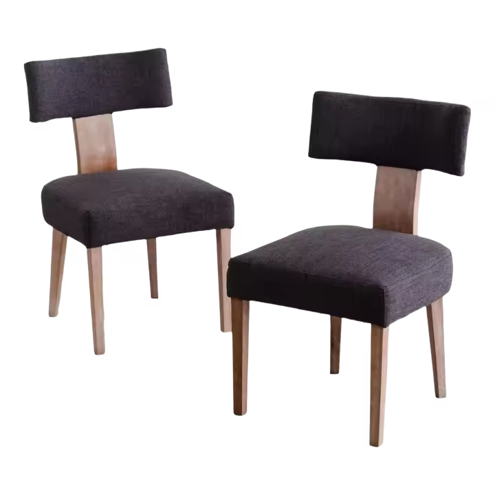 Juego de 2 sillas de comedor de lino, sillas de cocina con patas de madera, sillas de restaurante clásicas, sillas de salón tapizadas con respaldo para hogar/apartamento, gris oscuro - 1