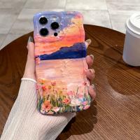 Funda de iPhone 15 Pro Max Pintura al Óleo de Luz Azul Arco Iris Flor Mariposa - details 29
