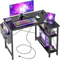 Mesa en Forma L de 100x70 cm, Estantes de Almacenamiento, Esquina Reversible, Escritorio Gaming Mesa Gamer Desk - details 3
