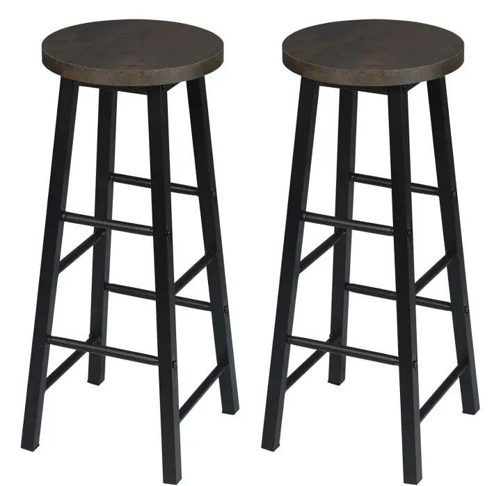 Taburete de Cocina de Metal Vintage Alto Silla de Comedor para Sala de Estar Estructura de MDF - 1