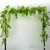 Flor de seda Artificial, flor de glicina, vid, guirnalda, decoración del hogar, arco de boda, decoración Floral, 2 piezas, 7 pies - details 4