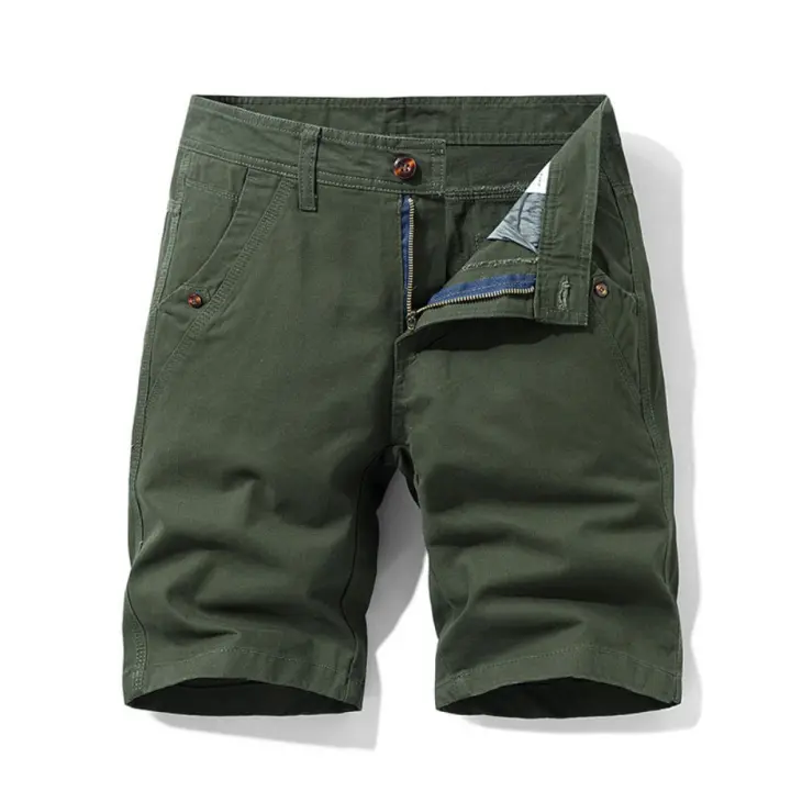 Novedad de verano, pantalones cortos Cargo 100% de algodón para hombre, moda de Color sólido, múltiples bolsillos, pantalones cortos informales holgados de marca para hombre - 1