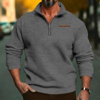 Jersey de cuello alto de terciopelo para hombre, suéter informal de color sólido, media cremallera, talla grande, tendencia de invierno - details 27