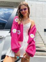 Kawaii Cardigan de Manga Suelta para Mujer Patrón de Flor Ligero Ideal para Trabajar - details 9