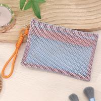 Bolsa de maquillaje de nailon con asa, bolsa de cosméticos de malla ligera transparente, monedero, bolsa de maquillaje portátil reutilizable, lápiz labial - details 10