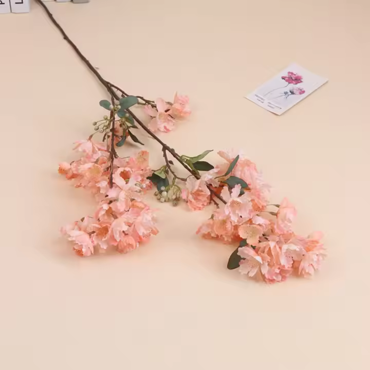 Flor de Lagerstroemia Artificial de 90cm, elegante rama de flores de cerezo de seda de plástico hecha a mano, tienda de flores falsas, decoración de Hotel - 1