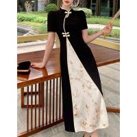 Vestido elegante de talla grande para mujer, nuevo estilo, Cheongsam mejorado, pintura de tinta Oriental, verano - details 26