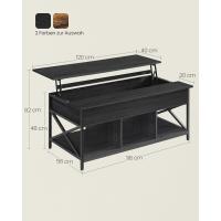 Mesa de Central con Tablero Elevable Estilo Rústico Marrón y Negro Ideal para Dormitorio con Espacio Abierto y Oculto Forma de X - details 11