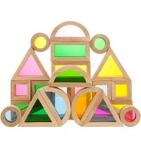Juguete de madera Montessori para niños, juego de bloques acrílicos apilables de arcoíris, aprendizaje colorido - details 8