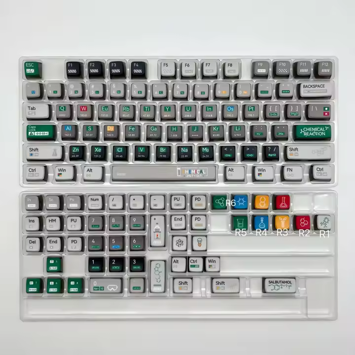 Set de Temas Químicas Sublimación PBT Perfiles CBSA Cubiertas de Teclado Semi Transparentes Personalizadas - 1