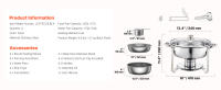 SucceBuy Juego de buffet de platos de frotamiento de 5 cuartos, paquete de 4 chafer de acero inoxidable con sartenes de tamaño completo, servidor calentador redondo con tapa de vidrio y soporte de combustible para bodas, fiestas y banquetes - details 1