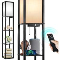 Lámpara de Pie con Carga y Control Remoto Estante de Madera LED Regulable de 4 Temperaturas de Color Incluye Bombilla Ideal para Sala de Estar, Dormitorio, Oficina Decoración Vintage - details 7
