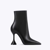 Tacones femeninos con punta negra, vestido de fiesta elegante, botines cortos de 10 cm, tacones altos delgados - details 0