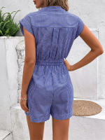 Mono de verano a rayas para mujer, mono de manga corta, pantalones cortos - details 10