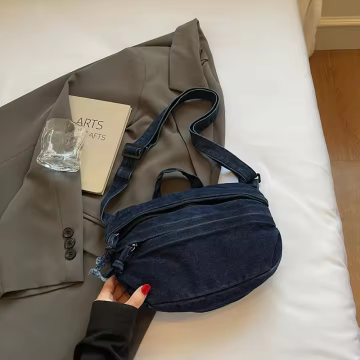 Bolso de mano de tendencia, bolso vaquero Retro, bolso para axila Y2K, bolso de hombro para chica picante, bolso cruzado, bolso vaquero lavado para niñas - 1