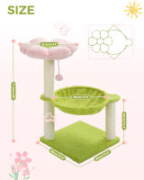 PAWZ-Pequeño árbol para gatos, torre linda con postes rascadores de sisal para gatos pequeños, hamaca grande para gatos - details 1