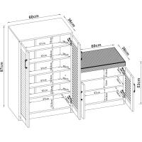 Mueble Zapatero Armario con 9 Compartimentos para 18 Pares de Calzado + Banco Zapatero Puertas de Rejilla Buena Ventilación - details 4