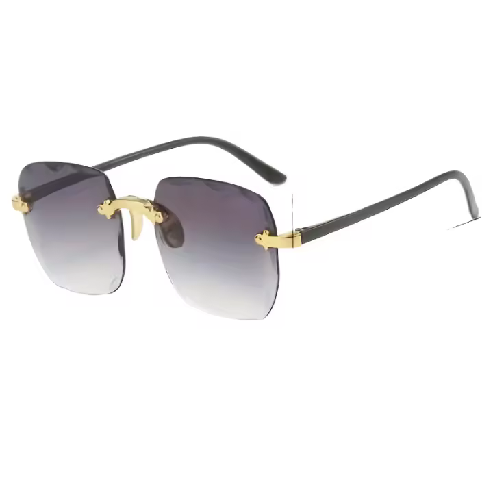 3 piezas de gafas de moda cuadradas sin montura para hombres y mujeres: diseño de tortuga degradada, montura dorada y lentes decorativas, perfectas para el tiempo libre y uso casual. - 1