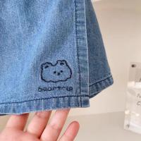 Pantalones Cortos De Denim Para Niñas Estampados De Oso Estilo Coreano Veraniego Cierre Elástico Talla True Fit - details 10