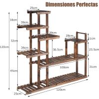 Plantas de Madera de 7 Niveles, Estante para Flores, Estante Escalera Multifuncional para Macetas, para Jardín, Terraza, Balcón, Interior y Exterior, 120 x 25 x 120 CM - details 4