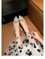 Los zapatos de boda de tacón bajo, cómodos, antideslizantes y con punta de diamante de agua perla para mujer, bailarinas - details 6