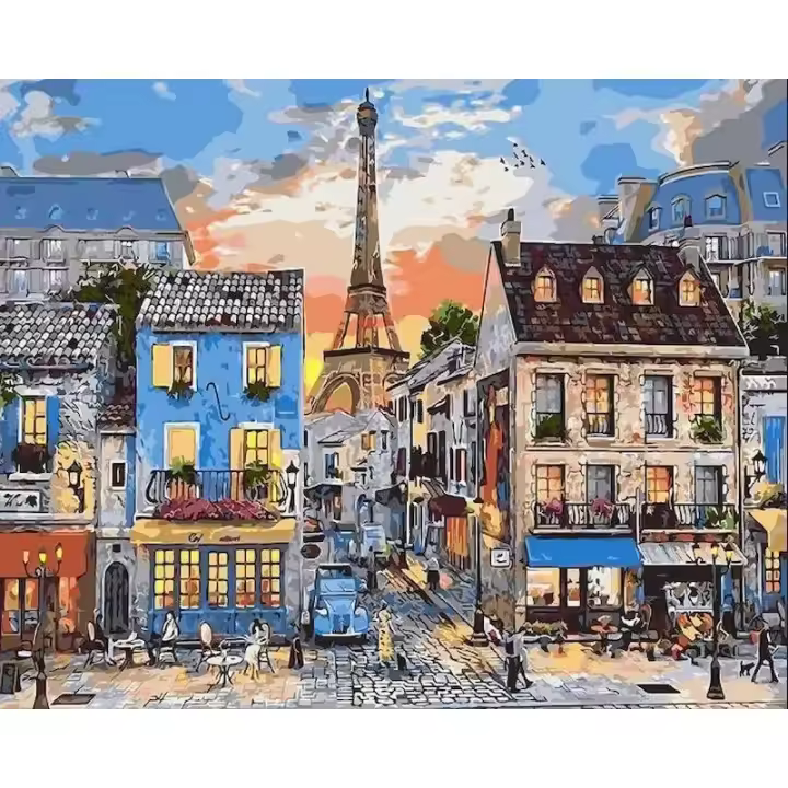 Ruopoty-pintura acrílica por números para adultos, cuadro decorativo de ciudades, decoración de pared, regalo único - 1